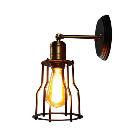 

Retro Wire Cage Wall Sconce Adjustable Industrial Wall Lamp High Quality without Bulb for Headboard Bedroom Garage Porch Decoration