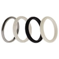 thumbnail image 1 of Juego de anillos gemelos de boda de silicona de 2 mm - Negro-Blanco de ROQ para mujer - Anillo de 4 x 8 mm, 1 of 1