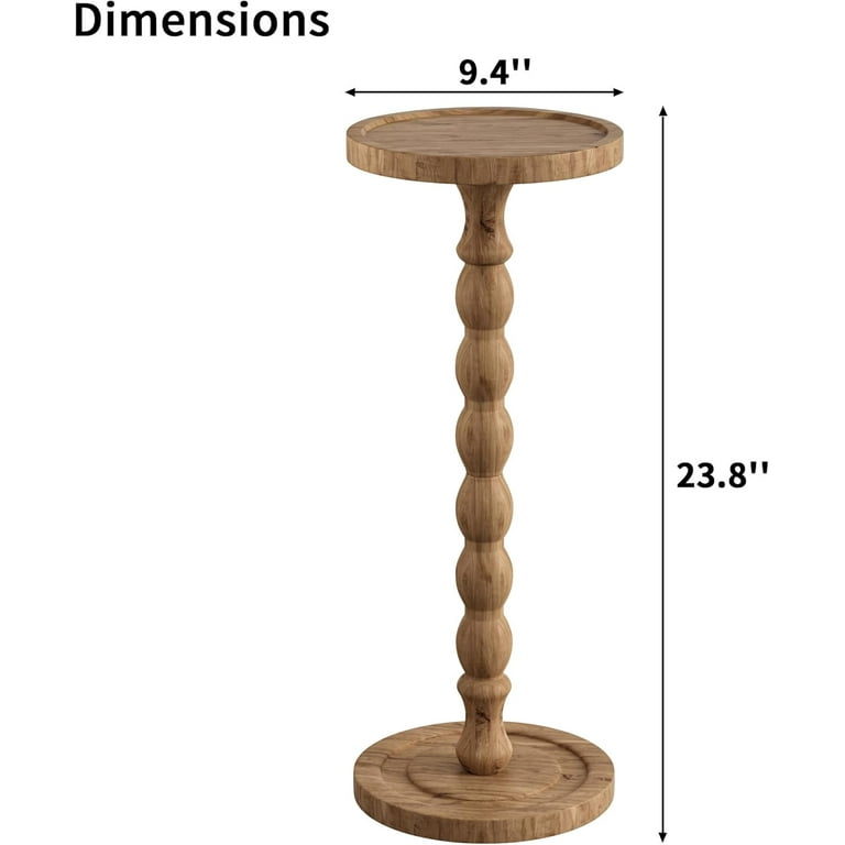 Finew Solid Wood Round Side Table, Brown photo 8