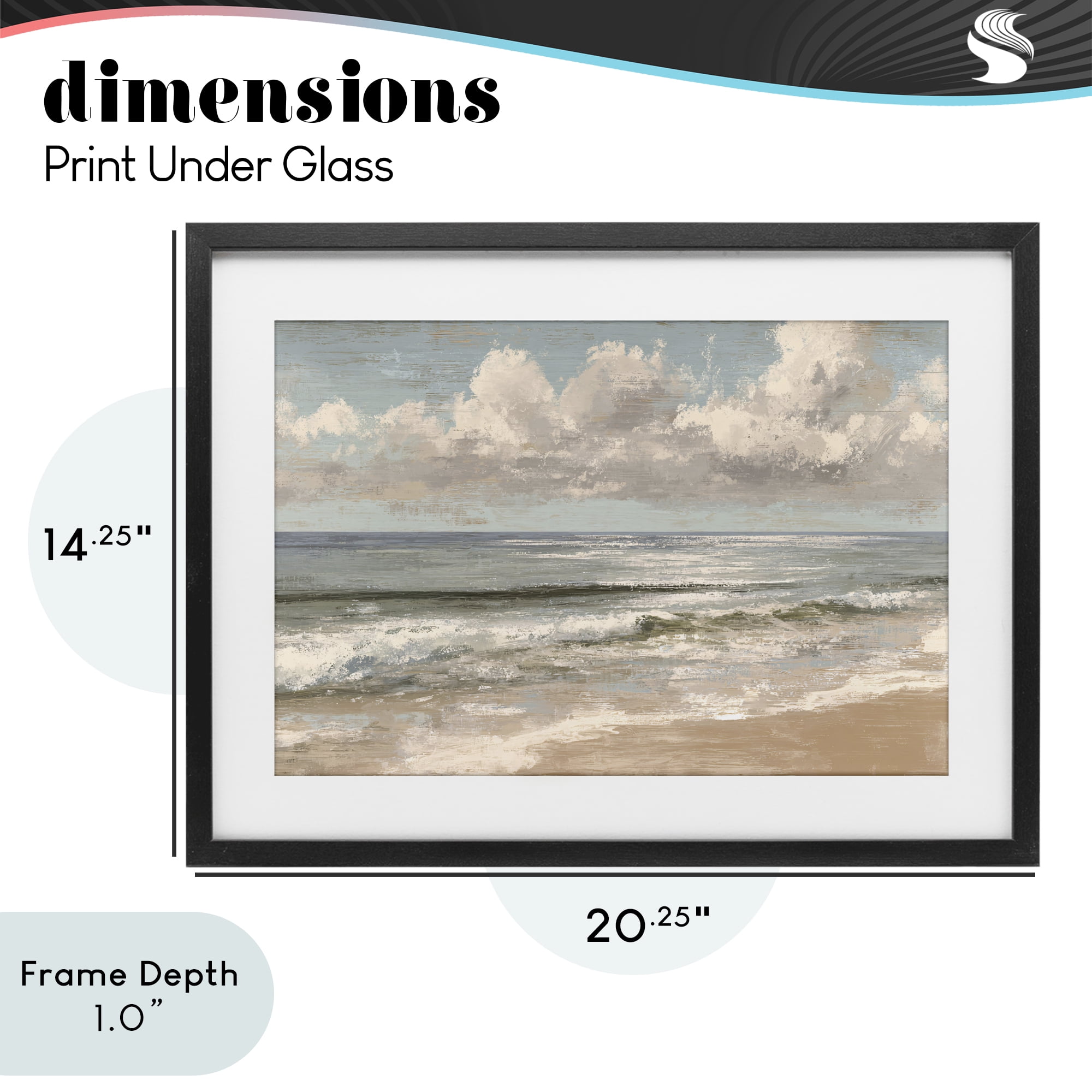 Stupell Industries Distressed Beach Horizon Black Framed Print Under Glass, design by Jacky Ngan