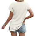 thumbnail image 4 of Delayuji Womens Summer Daily Casual V Neck Shirts Short Sleeve Tops Blouses Loose Fit Shirt White Xxxl Polyester,Spandex Short Sleeve Shirts for Women, 4 of 5