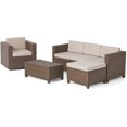 thumbnail image 1 of Puerta 4 Seater Wicker L-Shaped Sectional Sofa Set - Cushions Brown/Ceramic Grey, 1 of 8