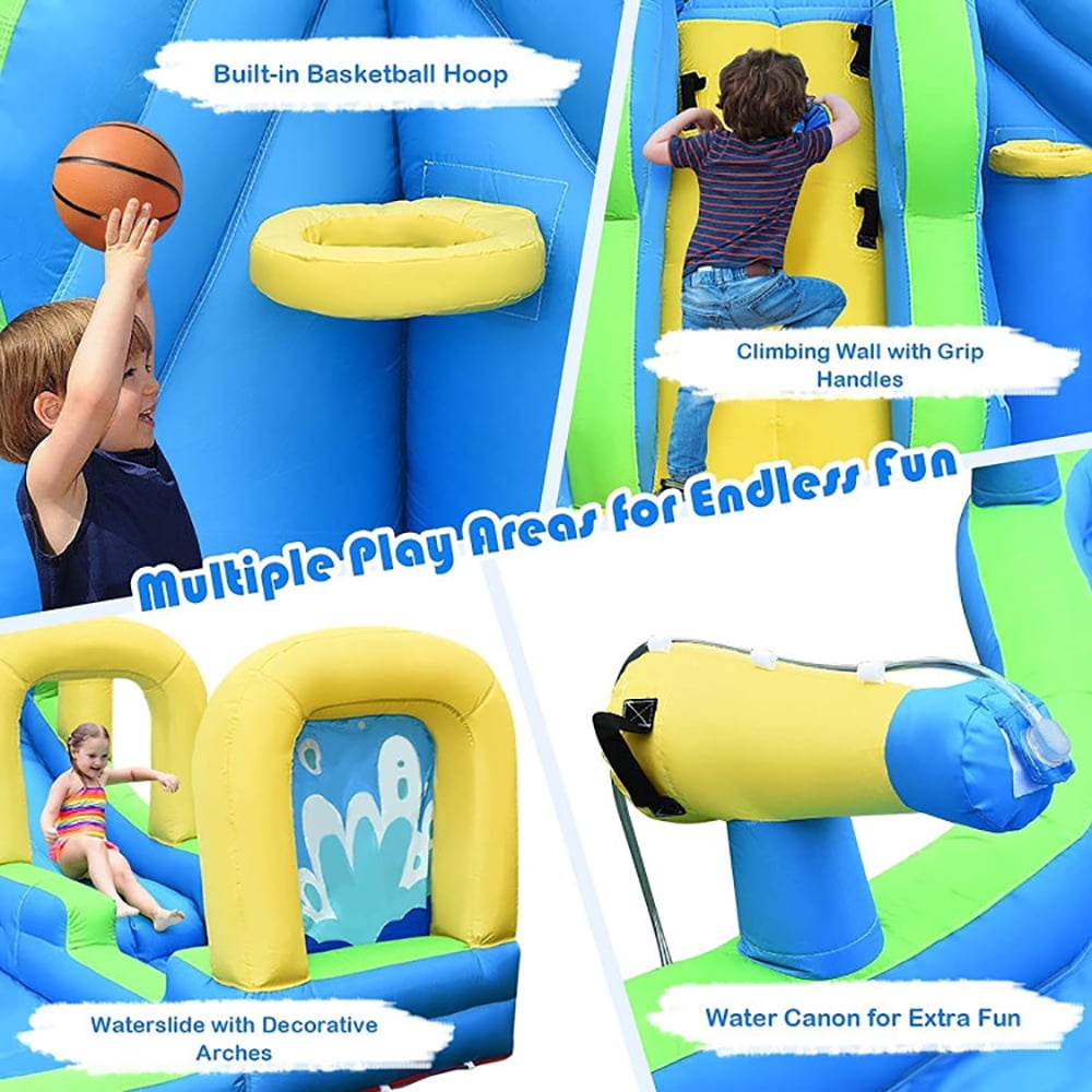 Aimee Lii Multifunctional Inflatable Water Bounce with Blower, Kids Bounce House Water Slide