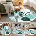 thumbnail image 5 of Round Area Rug 6 Ft, Boho Geometric Washable Non-Slip Circle Carpet for Living Room/Bedroom, Aqua Ethnic Abstract Stripes Leaves Low-Profile Indoor Mats Collection Rugs for Residential, 5 of 7