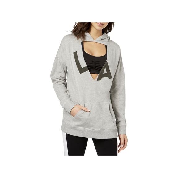 Material Girl Active Juniors Cutout Graphic Hoodie Heather Platinum S