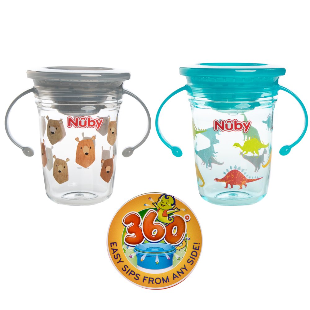2 Nuby Sippy Cups with Handles Wonder Cup No Spill Sippy Cups For