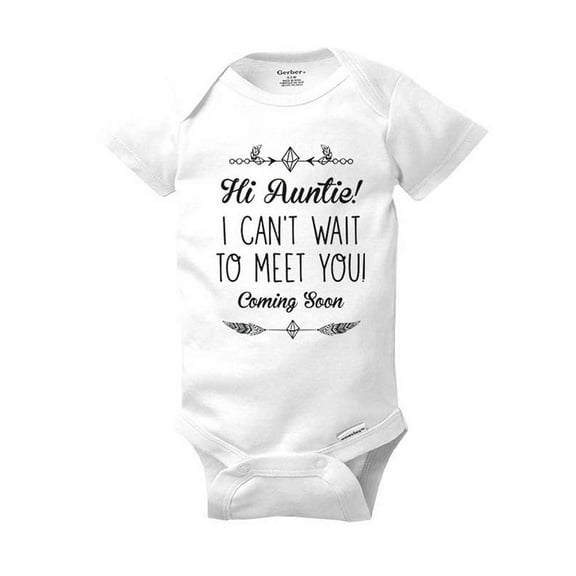 Hi Auntie I can't wait to meet you Coming Soon baby onesie surprise sister birth pregnancy announcement 0-3 months