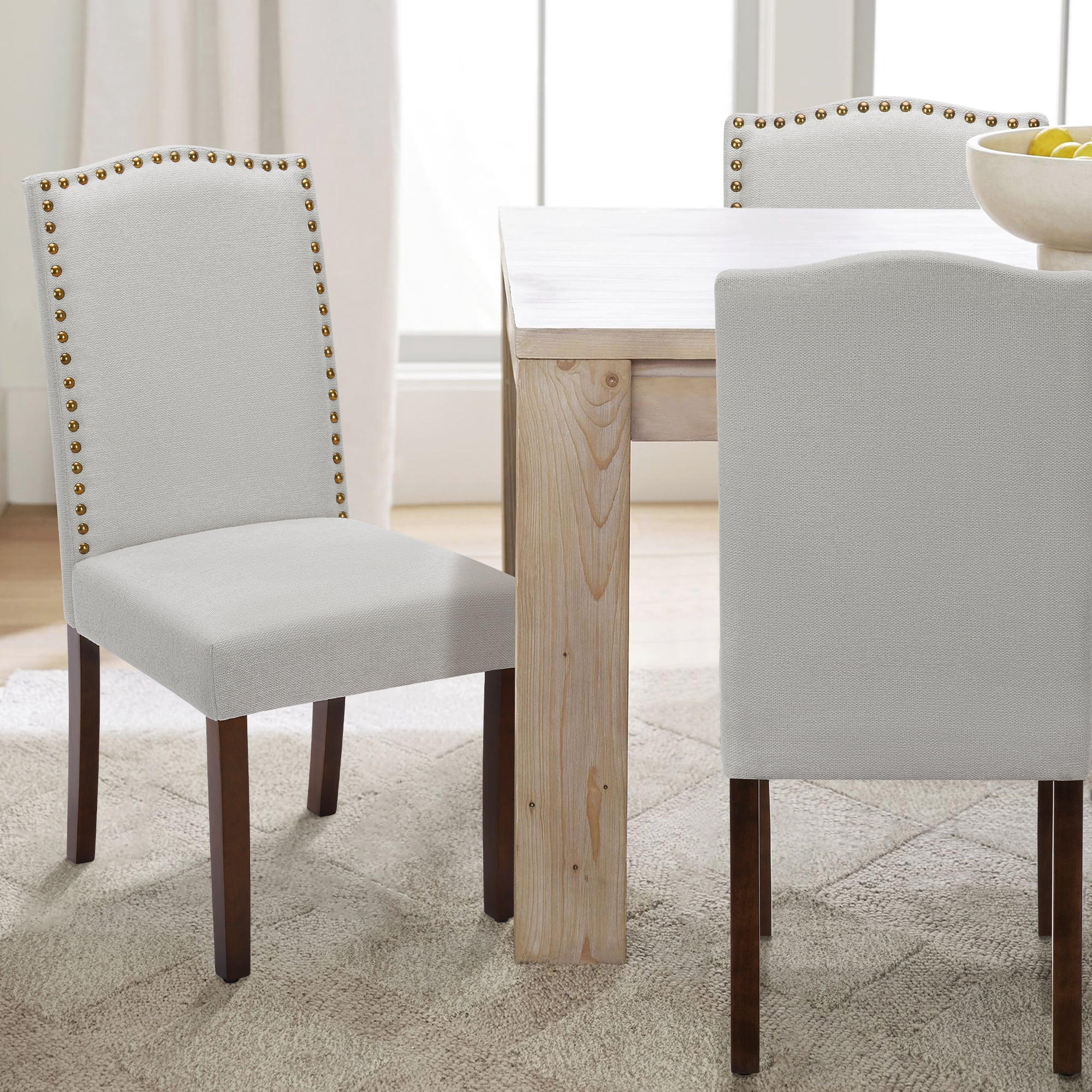 MCQ Dining Chairs Set of 2, Upholstered Fabric Kitchen Room Chairs, Gray