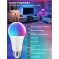 thumbnail image 4 of Smart A19 LED Light Bulbs, 60W Equivalent 800LM Color Changing E26 9W Bluetooth Light Bulbs with Remote Control, 16 Million DIY Colors RGBWW, Music Sync, 2-Pack, 4 of 5