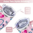 thumbnail image 5 of 40oz Funny Nurse Life Stainless Steel Flip Straw Tumbler Spill Proof Travel Cup Double Wall Vacuum Insulated Coffee Mug with Handle, 5 of 6