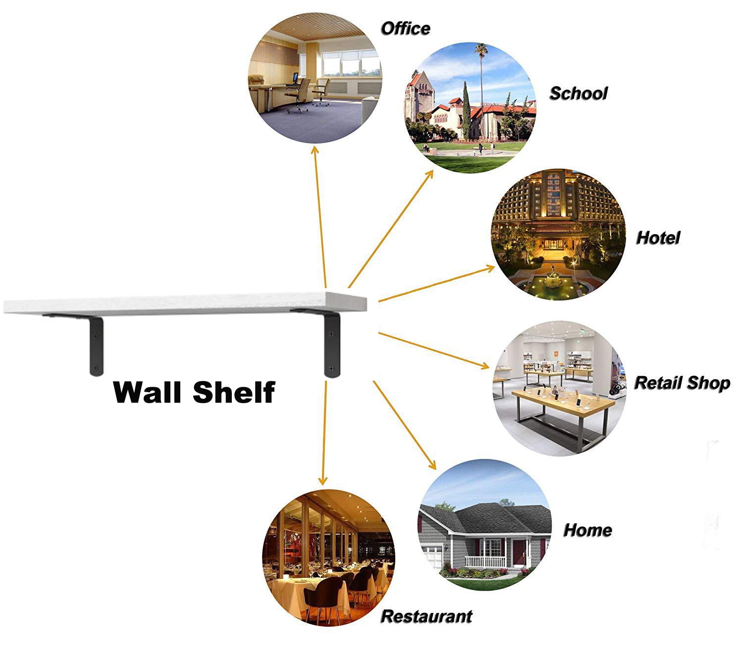 16" Floating Shelves Wall-Mounted Rustic Decor Set of 4 Wood Storage Bathroom Shelf Over The Toilet, White