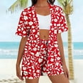 thumbnail image 4 of LEWKW 3 Piece Vacation Outfits for Women Flower Print Kimono Cardigan & Shorts Sets Summer Beach Lounge Wear Boho Floral Matching Cover up Suits, 4 of 6