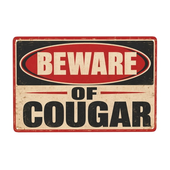 Beware of Cougar Metal Wall Sign - 8x12 Inch Home Decor for Indoor/Outdoor, Vintage Style Iron Warning Sign with Pre-Drilled Holes for Easy Hanging, Rustic Weather Resistant Finish