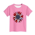thumbnail image 6 of Yeaiivve Toddler Girls 4th of July T Shirts USA Flag Sunflower Graphic Tees Holiday Casual Short Sleeve Patriotic Tee Breathable Summer Tops Pink 110, 6 of 7