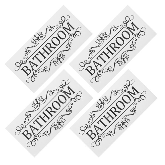 MLINS 4pcs Bathroom Sign Sticker For Business Self Adhesive Cute Bathroom Decor For Door Waterproof Restroom Sign For Home Office Shop