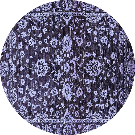 Ahgly Company Indoor Round Abstract Blue Modern Area Rugs, 5' Round