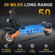 Electric Scooter,1600W Peak Motor,40 MPH Top Speed & 50 Miles Range,Dual Shocks,10 Off Road FoldableTire E-Scooter,for Adult Teens