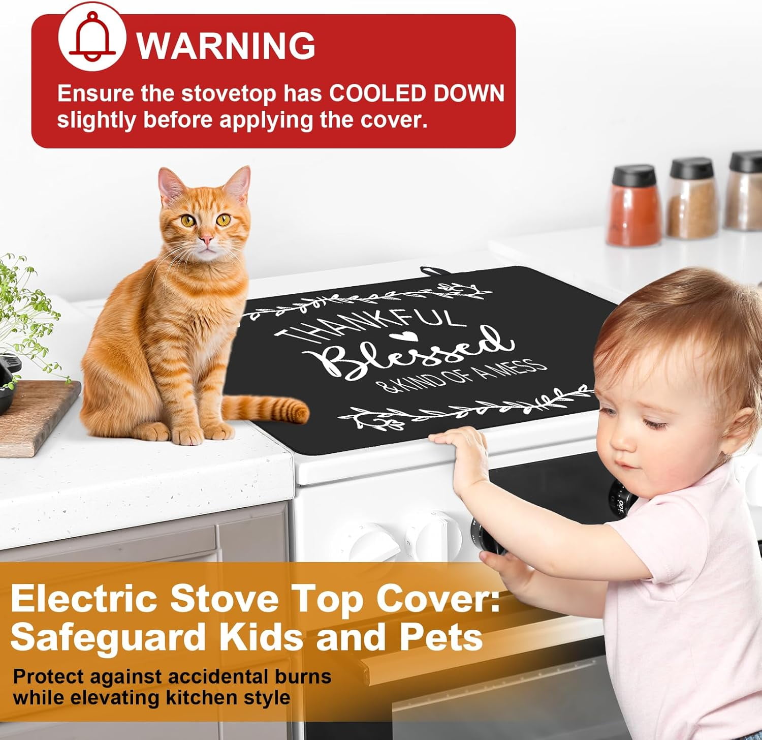 Stove Top Cover for Electric Stove (28.5"x20.5") - Ceramic Glass Cooktop Protector, Heat Resistant Range Cover, Flat RV Stovetop Protector, Multipurpose Dish Drying Mat for Kitchen