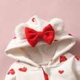 thumbnail image 5 of Ruyang Baby Girl Valentine's Day Outfits Heart Print Hooded Jumpsuit Romper New Born Adorable Zip Long Sleeve Bodysuit, 5 of 9