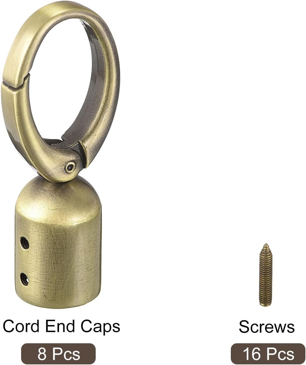 ABCISI Cord End Cap, 8Pcs 15mm/0.6" End Cap Barrel Beads Terminators Cord with Screws Finding for Tassel Jewelry Making Bag Strap DIY, Bronze