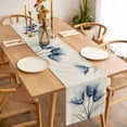 thumbnail image 3 of Blue Tulip Table Runner - 60 Inch Long, Kitchen Dining Table Runner Dresser Scarves, Spring Floral Retro Beige Pastoral Leaves Farmhouse Decor for Coffee Tables Wedding Party Banquet, 3 of 8