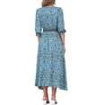 thumbnail image 3 of INSPIRE CHIC Vestido Maxi Boho para Mujeres, Vestido Floral Largo de Verano con Mangas 3/4, Talla XL, Azul, 3 of 6