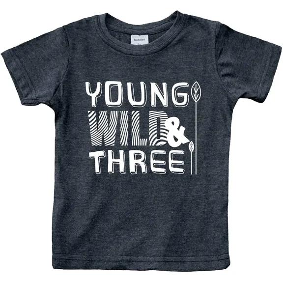 Sponsored Ad - Young Wild and Three Boy 3rd Birthday Outfit Toddler Shirt 3 Year Old Boys Third Party Tshirt