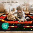 thumbnail image 4 of ODIKA 2'x3' Washable Throw Rug Non-Slip, Low Profile, Flatwoven, Easy Care Alfombra Gamer Glowing Gamepad Motif Border Cracked Field Burst for Hallway, Study Room, 4 of 7