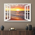 thumbnail image 2 of wall26 Canvas Print Wall Art Window View Orange Sun Sunset Sky Beach Ocean Waves Wilderness Nature Photography Realism Scenic Landscape Colorful Multicolor for Living Room, Bedroom, Office - 24", 2 of 5