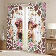 thumbnail image 2 of Manfei Kawaii Highland Cattle Black Out Curtains, Fashion Brown Cow Print Curtains Pack of 2 (42x63 Each), Romantic Rose Floral Bedroom Curtains, Curtains and Drapes Decor, 2 of 6