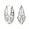 thumbnail image 6 of LeCalla 925 Sterling Silver Light-Weight Oval Filigree Hoop Earrings Fine Jewelry Gifts for Women Friends and Teen 28MM, 6 of 8