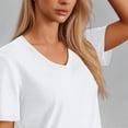 thumbnail image 5 of qolati Workout Tops for Women UPF 50+ Quick Dry Short Sleeve Sun Protection V Neck Shirts Lightweight Summer Curved Hem Basic Tee Shirt White L, 5 of 8
