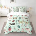 thumbnail image 2 of Homewish Teens Insect Lover Bedding Comforter Set 7pcs, Cute Moth Dragonfly Ladybug King Bedding Sets, Rustic Flower Floral Reversible Bed Sheets, Lightweight Room Decor, 2 of 7