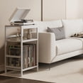 thumbnail image 2 of Record Player Stand with Album Storage - White End Table for Living Room, 2 of 7