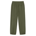 thumbnail image 6 of ClodeEU Women's Elastic Waist Linen Blend Capri Pants,Loose Fit Cropped Trousers with Pockets for Summer Army Green,Women's Plus L, 6 of 8