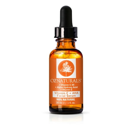OZ Naturals Vitamin C + AHA Facial Serum  ? Anti Aging Serum for All Skin Types Combining Potent Vitamin C with Natural Apha Hydroxy Acids to Deliver Younger Looking