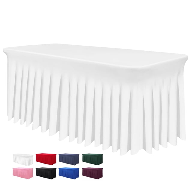 Faldón de mesa BDDC para mesas rectangulares de 6 pies, blanco, de una sola pieza