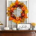 thumbnail image 4 of 14 Inch Fall Wreath Autumn Decorations for Front Door with Maple Leaves Pumpkins and Berries Harvest Thanksgiving Halloween Farmhouse Decor Indoor Outdoor Wall Window Hanging,, 4 of 7
