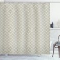 thumbnail image 1 of Geometric Shower Curtain, Primitive Symmetrical Circles Intersecting Geometric Latticework Print, Fabric Bathroom Set with Hooks, 69W X 75L Inches Long, Dimgray and Beige, by Ambesonne, 1 of 3