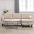 thumbnail image 3 of Resenkos L Shaped 4-Seat Sleeper Sectional Sofa Couch Pull-Out Bed and Storage Chaise Lounge, Beige, 3 of 14