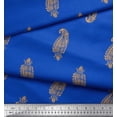 thumbnail image 3 of Soimoi Tissu Georgette Poly Bleu Imprimé Cachemire Jaune au Mètre 52 Pouces de Large, 3 of 3