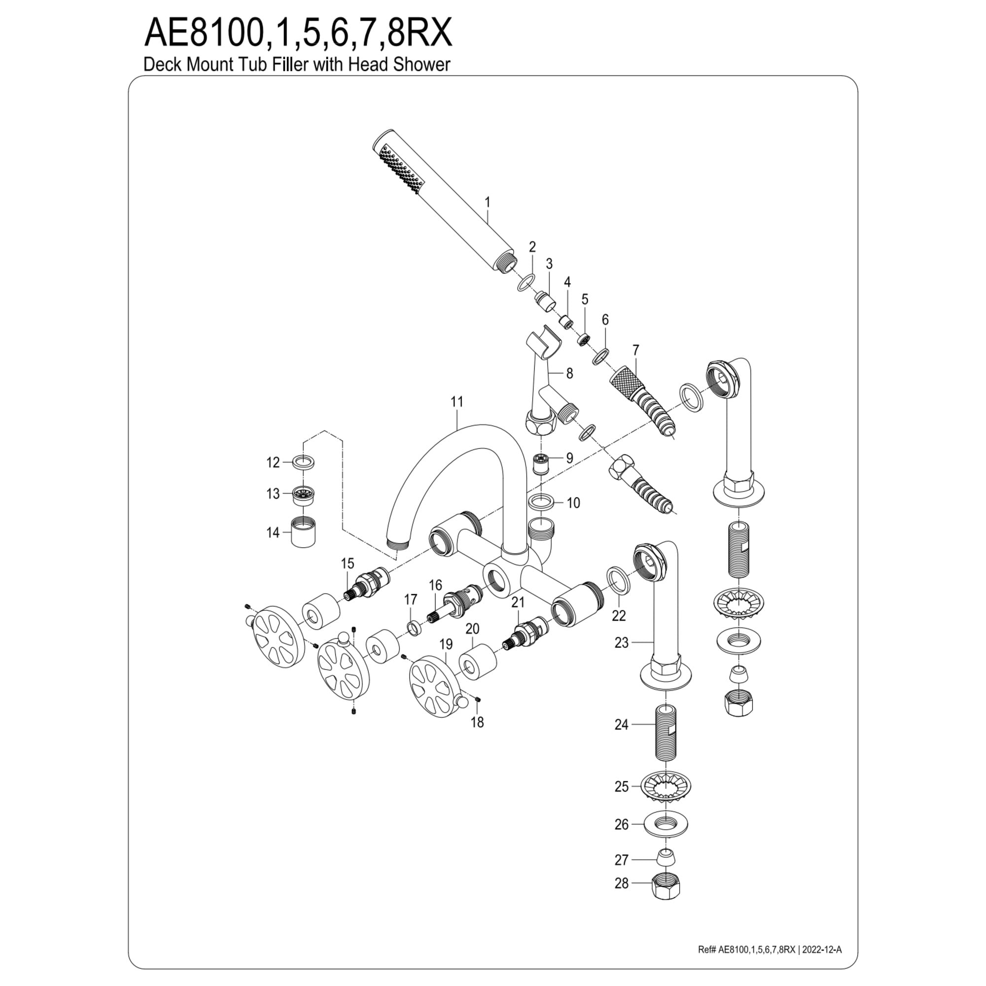 Kingston Brass AE8108RX Belknap Three-Handle 2-Hole Deck-Mount Clawfoot Tub Faucet with Hand Shower in Brushed Nickel