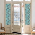 thumbnail image 2 of Retro Middle Century Window Privacy Film, Rustic Bohemia Style Aztec Blue Static Cling UV Sun Blocking Heat Control Window Tint Day and Night, Non-Adhesive One Way Windows Privacy Cover 17.7''x78.7'', 2 of 7