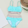 thumbnail image 5 of Fulorrnie Women's Bikini Sets Colorblock Trim 2 Piece High Waisted Swimsuit Scoop Neck Adjustable Spaghetti Straps Bathing Suit,Light Blue,L, 5 of 8