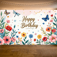 thumbnail image 7 of Floral Themed Happy Birthday Banner Backdrop Background Party Decorations for Birthday Party Photography Props Celebrations Event Decor, 7 of 7