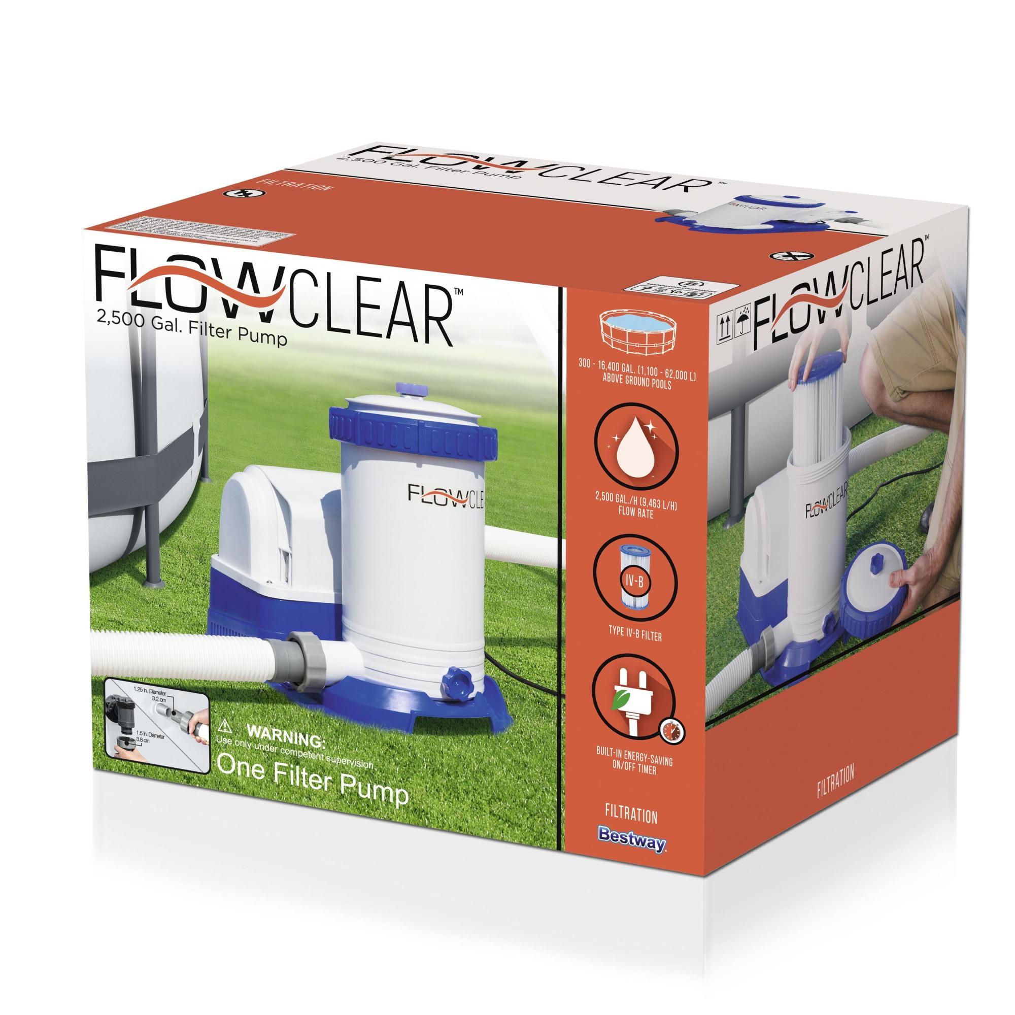 Pool GPH Bestway Ground 58392E Pump Water Flowclear 2500 Above Filter