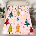 thumbnail image 2 of Homewish Rainbow Christmas Tree Queen Sheet Sets,Merry Xmas Flat Sheet,Colorful Polka Dots Snowflake Queen Fitted Sheet For Girls,Breathable Home Decor,4pcs, 2 of 7