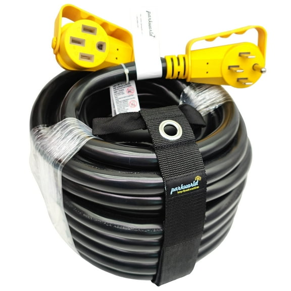 Parkworld 66389 NEMA 14-50 Extension Cord for RV Hookup and EV Charger, 4-Prong, 50 AMP, 125/250 Volts, 12500 Watts (100FT)