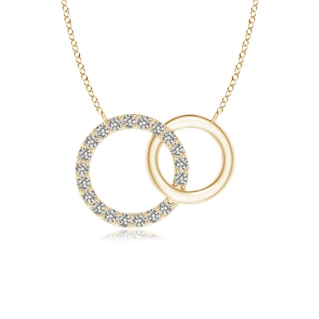 Angara Natural Diamond Necklace - Interlocking Diamond Circle Necklace in 14K Yellow Gold for Women