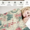 thumbnail image 3 of EastSmooth  Antique Rose - Classic Traditional Floral - 100% Cotton Quilted Throw Blanket, Blue, 3 of 6